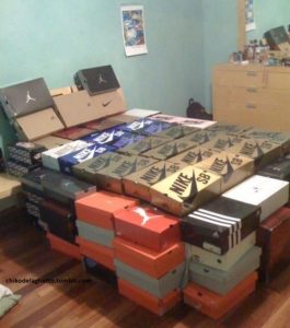 bed made out of shoe boxes