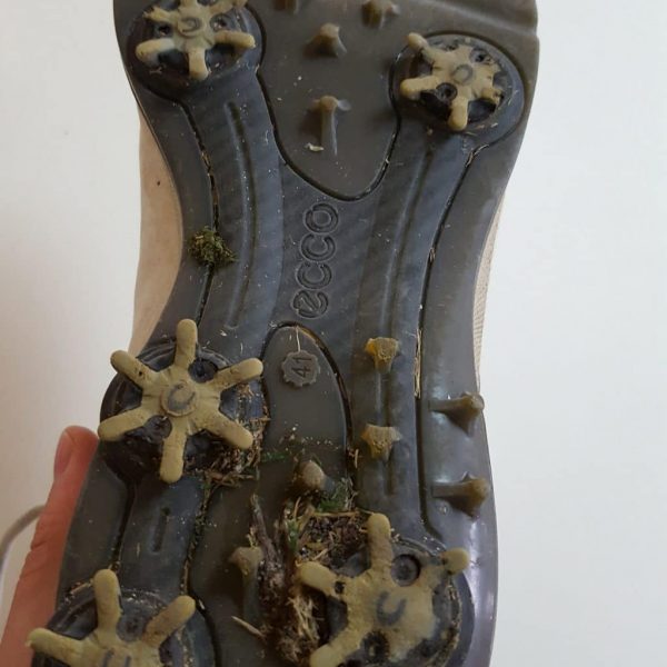 Golf shoes with worn out spikes