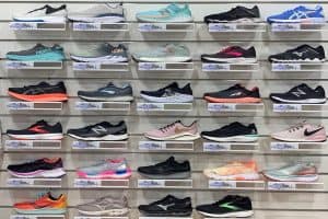 An assortment of running shoes at The Running Shoe Company