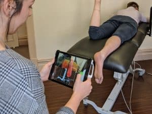 Scanning foot contour for orthotics at Posture Podiatry Adelaide