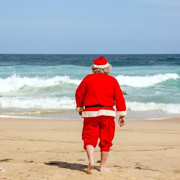 Santa heads to the beach in Australia