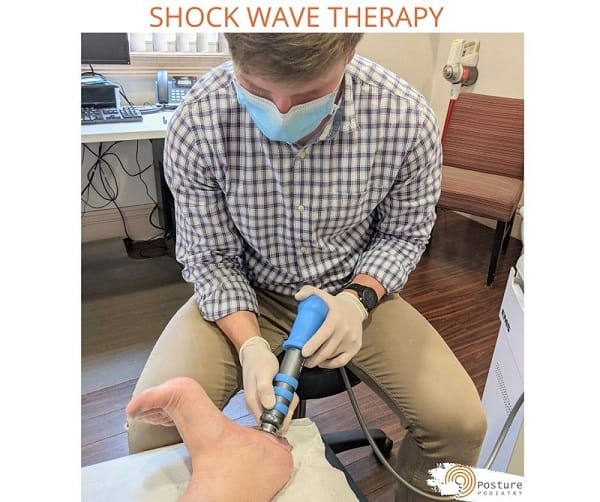 Shock wave therapy application by Adelaide Podiatrist, Will Duncan.